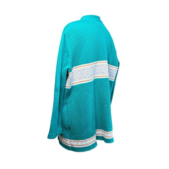 Stage 7 Cardigan Sweater‎ Women 18 Knitted Mod Fair Isle Preppy Teal 60s Vintage - Picture 4 of 10